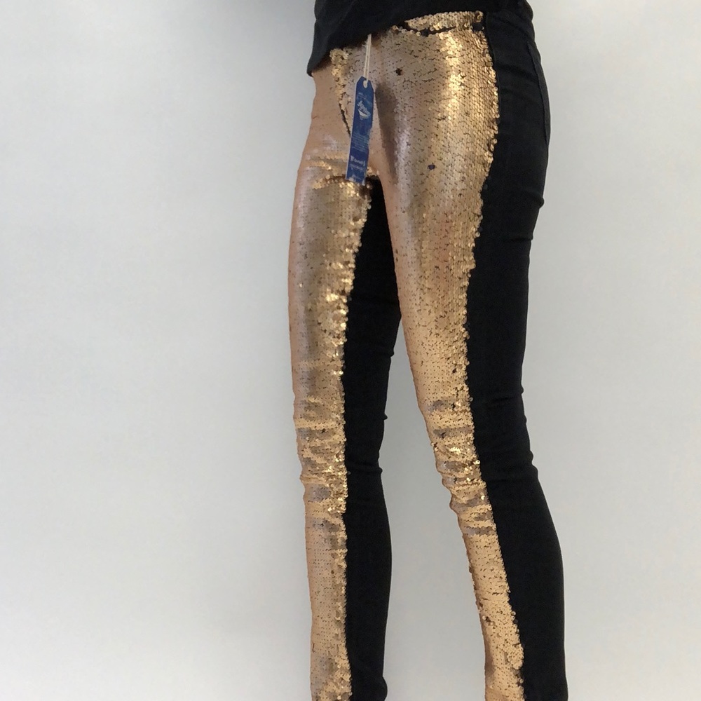 Gold Sequined Black Jeans